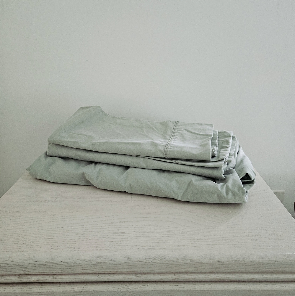Pale Green Queen Bed Sheet Bedding Set